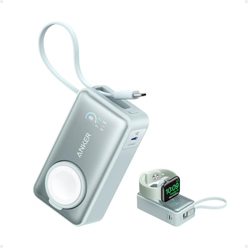 Anker MagGo Powerbank für Apple Watch, offiziell Zertifiziert, 10.000mAh kompaktes Akkupack mit integriertem USB-C-Kabel, 35W Max., für iPhone 15 Serie, Samsung, iPad, AirPods und mehr Anker MagGo Powerbank für Apple Watch, offiziell Zertifiziert, 10.000mAh kompaktes Akkupack mit integriertem USB-C-Kabel, 35W Max., für iPhone 15 Serie, Samsung, iPad, AirPods und mehr von Anker