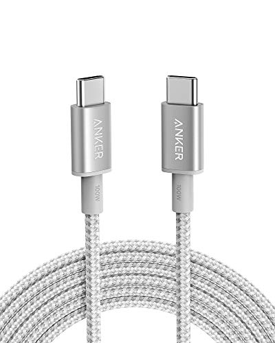 Anker New Nylon USB-C auf USB-C Ladekabel, 100W Typ-C Ladekabel 3m lang, Schnellladeleistung für MacBook Pro 2020, iPad Pro 2020, iPad Air 4, Galaxy S20 Plus S9, Pixel, Switch,LG V20 und mehr(Silber) von Anker