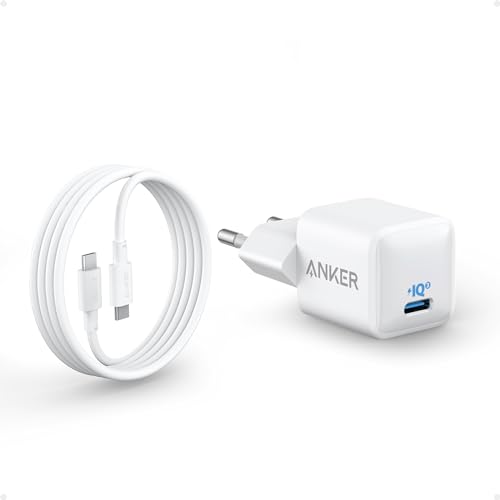 USB C Ladegerät 20W, Anker 511 Ladegerät (Nano), PIQ 3.0 Robustes kompaktes Schnellladegerät mit 180cm USB C Kabel, für iPhone 16/15 / iPad Pro von Anker