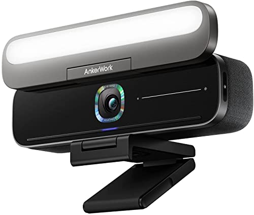 AnkerWork B600 Videobar Webcam mit Licht, mit 2K Kamera & Beleuchtung für Videokonferenzen, Geräuschunterdrückung mit K.I, 4 integrierte Mikrofone, Klare Klangqualität(Generalüberholt) von AnkerWork