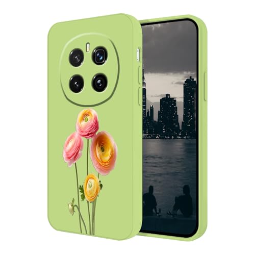 Anlalish Handyhülle für Honor Magic 7 Pro Hülle Liquid Silikon Kletterblumen Cute, Schutzhülle Kompatibel mit Honor Magic 7 Pro Cover Blumen Muster Weich TPU Kratzfestes Slim Original Case (Grün) von Anlalish