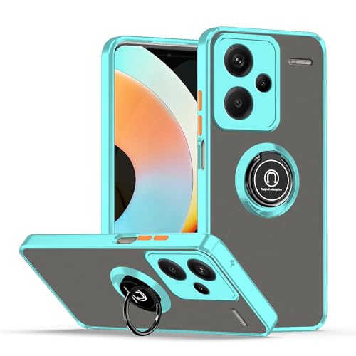 Anlalish Handyhülle für Xiaomi Redmi Note 13 Pro Plus Hülle Silikon mit Ring Halter Magnet Grün, Schutzhülle Redmi Note 13 Pro + Soft TPU und Hart PC Kratzfeste Schützend Case Dünn (Blau) von Anlalish