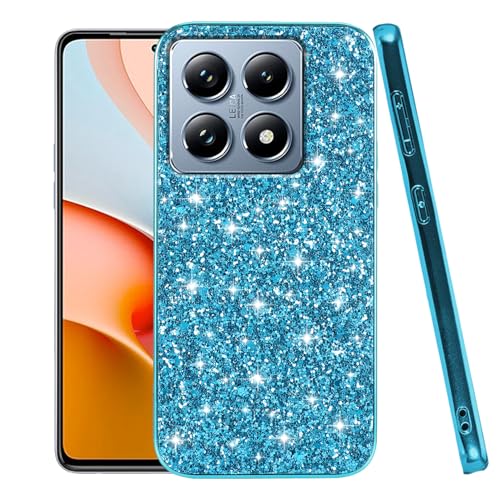 Anlalish für Xiaomi 14T Hülle Pailletten, Handyhülle Xiaomi 14T Glitzer Bling Sparkle Case, Slim Soft Silikon Schutzhülle Glitzerhülle Stoßfest Luxury Original Cover (Blau) von Anlalish