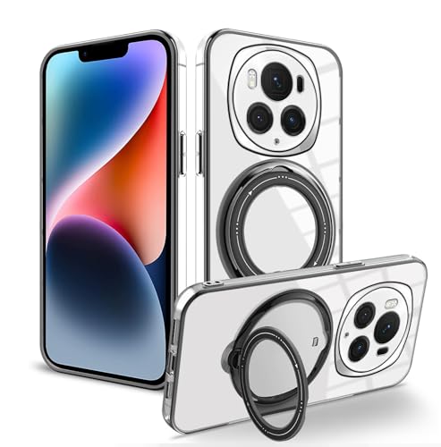 Handyhülle Kompatibel mit Honor Magic 6 Pro Hülle Silikon Transparente mit Ring , Schutzhülle Honor Magic 6 Pro Case Unterstützung für Wireless-Aufladen Stoßfest Kratzfest Slim Cover (Schwarz) von Anlalish