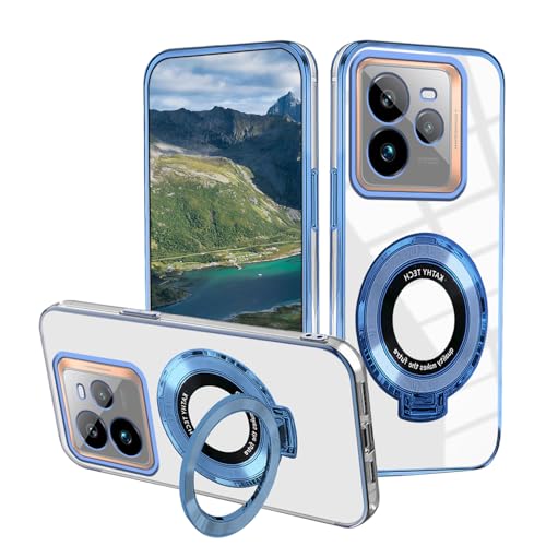 Handyhülle Kompatibel mit Realme GT 7 Pro Hülle Silikon Transparente mit Ring Halter, Clear Schutzhülle für Realme GT 7 Pro Case Magnetische Autohalterung Stoßfest Kratzfest Original Cover (Blau) von Anlalish