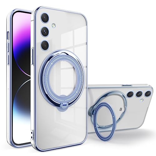 Handyhülle Kompatibel mit Samsung Galaxy A55 Hülle Silikon Transparente mit Ring Ständer, Schutzhülle Samsung A55 Case Clear Unterstützung für Wireless-Aufladen Stoßfest Kratzfest Slim Cover (Blau) von Anlalish