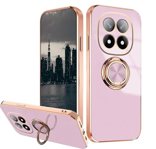 Handyhülle Kompatibel mit Xiaomi Redmi Note 14 Pro Hülle Galvanik mit 360° Rotating Ständer Magnet, Schutzhülle für Redmi Note 14 Pro 5g Cover Silikon Weiches TPU Slim Case Kratzfestes (Violett) von Anlalish