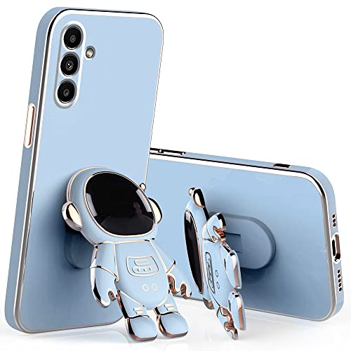 Handyhülle für Samsung Galaxy A55 Hülle Silikon mit Astronaut Handyhalterung, Schutzhülle Samsung A55 5g Case Plattierung Bumper Soft TPU Stoßfest Slim Cover (Blau) von Anlalish