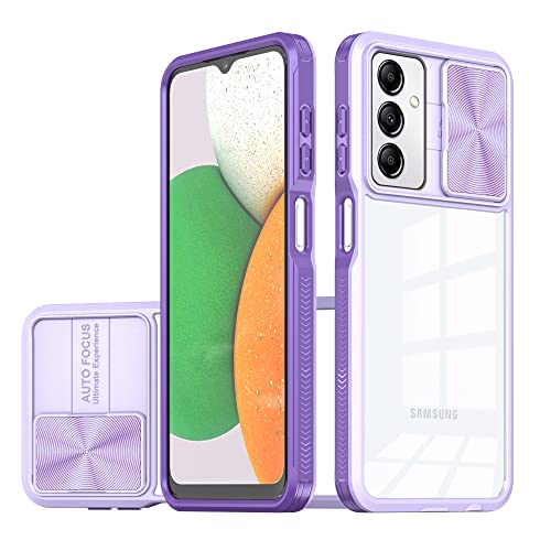 für Samsung Galaxy A55 Hülle mit Kameraschutz Schiebe, Handyhülle Samsung A55 5g Silikon Transparent, Schutzhülle Samsung A55 Case Clear Weich TPU Bumper Kratzfest Cover (Lila) von Anlalish