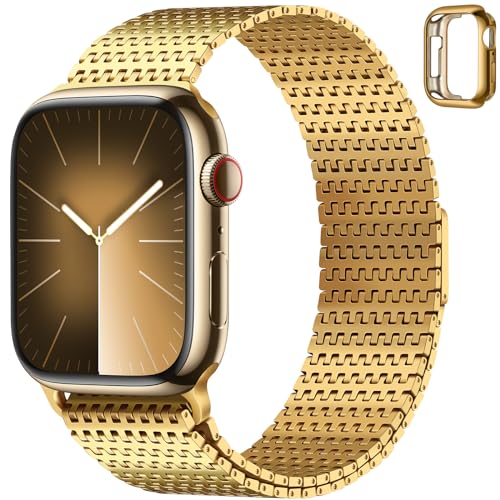 Anlinser Kompatibel mit Apple Watch Armband 41mm 40mm 38mm, Magnetische Metallersatzbänder Kompatibel mit Apple Watch Series 9 8 7 6 5 4 3 SE, Gold von Anlinser