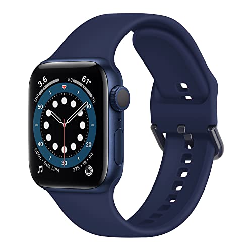 Anlinser Kompatibel mit Apple Watch Armband 45mm 44mm 42mm 41mm 40mm 38mm, Weiches Silikon Sport Wasserdichtes Ersatzarmband Kompatibel mit Apple Watch Serie 9 8 7 6 5 4 3 SE (42mm/44mm/45mm, Blau) von Anlinser