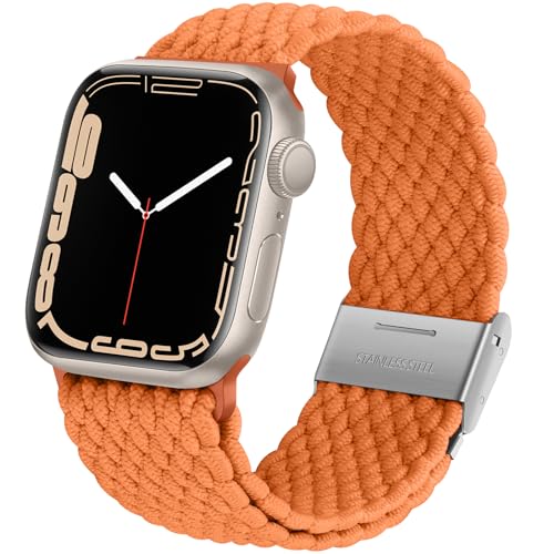 Anlinser Kompatibel mit Apple Watch Armband 49mm 45mm 44mm 42mm, Elastische Ersatzarmband mit Einstellbarer Schnalle Kompatibel mit Apple Watch Ultra 2/Ultra SE Series 9 8 7 6 5 4 3, Orange von Anlinser