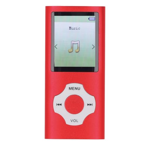 16 GB MP3 Player, Tragbarer HiFi Musikplayer mit Verlustfreiem Sound und Ultraflachem 1,8 Zoll Bildschirm, 16 GB MP3 Player mit Lautsprecher, FM Radio, Sprachrekorder, E Book (Rot) von Annadue