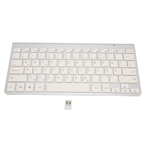 Annadue 2,4 G Kabellose Tastatur, Ultraschlanke und Kompakte Tastatur, Zweisprachige Tastatur mit QWERTY-UK-Layout, für Computer, Desktop, PC, Laptop, Tablet, Weiß (Deutsch-Englisch von Annadue