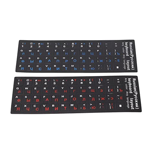 Annadue 2 Stück Russische Tastatur Aufkleber, wasserdichte Staubdichte Computer Tastatur Aufkleber für Desktop PC oder Laptop Tastaturen. (1 Blau 1 Rot) von Annadue