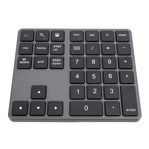 Annadue Bluetooth Nummernblock, Ultradünner, Ergonomischer, Tragbarer, Kabelloser Nummernblock, 35 Tasten USB Nummernblock Tastatur für OS X Laptop Desktop Smartphone (Gray) von Annadue