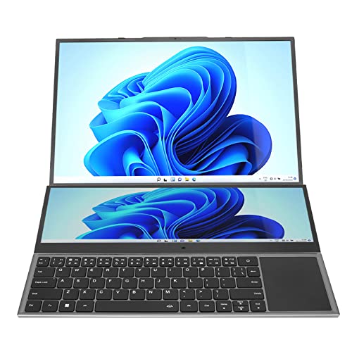 Annadue Dual-Screen-Laptop, 16-Zoll-HD-Hauptbildschirm + 14-Zoll-Touch-Subbildschirm mit 64 GB ROM und 16 GB, für für I7, für Windows 10 11 (EU-Stecker) von Annadue