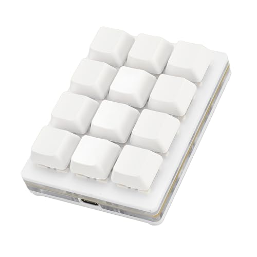 Annadue Einhändig Programmierbare Tastatur, Multifunktionale Mechanische RGB Tastatur mit 12 Tasten für OS X, Kompakte USB Gaming Tastatur mit Rotem Schalter für das Heimbüro (White) von Annadue