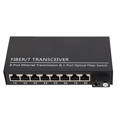 Annadue Ethernet-Singlemode-SC-Glasfaser-Medienkonverter, 10/100Base-Tx auf 100Base-FX, Bis zu 25 Km, 1 Optischer Port, 8 Elektrische Ports, Tx1310nm RX1550nm-Glasfaser-Transceiver von Annadue