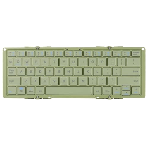 Annadue Faltbare Kabellose Tastatur, Tragbare Tastatur mit Aluminiumlegierungs Unterschale, 3 Gerätespeicher, Kompatibel für -, und Systeme (Green) von Annadue