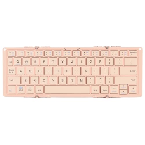 Annadue Faltbare Kabellose Tastatur, Tragbare Tastatur mit Aluminiumlegierungs Unterschale, 3 Gerätespeicher, Kompatibel für -, und Systeme (PINK) von Annadue