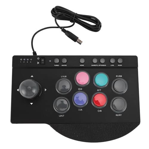 Annadue Game Fight Stick mit 360-Grad-Edelstahl-Joystick, Makro-Funktions-Controller für PS3, TV Box, Switch, Win 7 8 10 PC von Annadue