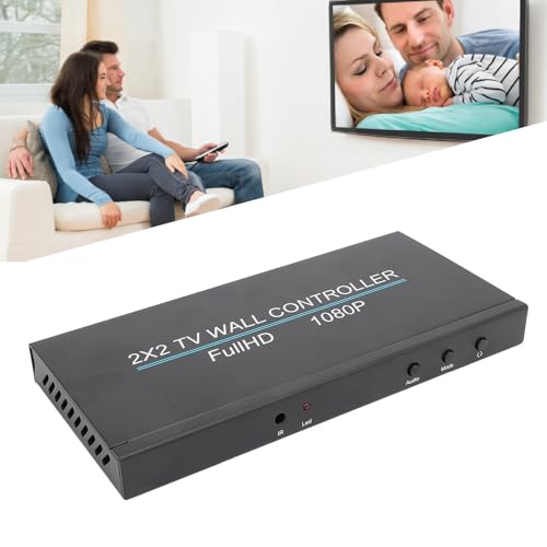 Annadue HDMl Videowand Controller, 2x2 4K 30 Hz Videowandprozessor mit Fernbedienung, 180° Drehung, 8 Spleißmodi 1x1 2x2 1x2 1x3 1x4 2x1 3x1 4x1, Unterstützt HDMI1.4 Eingang (EU-Stecker) von Annadue