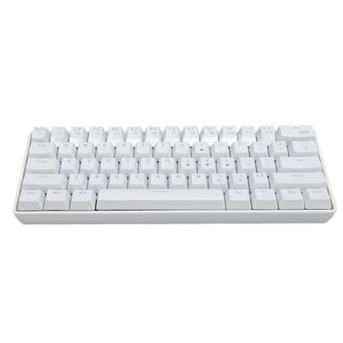 Annadue High Special Blue Switches Mechanische Tastatur mit 61 Tasten, RGB-Hintergrundbeleuchtung, Kabellos 2,4 G oder Typ C Kabelgebunden, Langlebiger Akku für2000 XP 7 8 (White) von Annadue