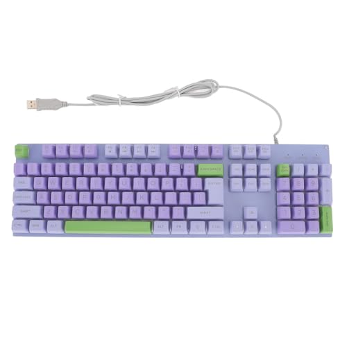 Annadue Kabelgebundene Gaming-Tastatur, RGB-Hintergrundbeleuchtung, Mechanische Tastatur mit Großem Druck-Metallpanel für Computer, Laptop, für Arbeitsspiele (UK-Layout) (Roland Lila) von Annadue