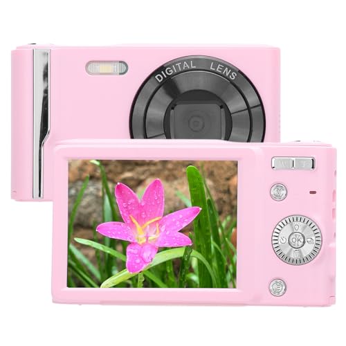 Digitalkamera, 4K 50 MP HD Anti Shake Autofokus Retro Kamera mit 16 fachem Digitalzoom, 2,8 Zoll LCD Bildschirm, Kleine Kamera mit Blitz für unterwegs. (Rosa) von Annadue