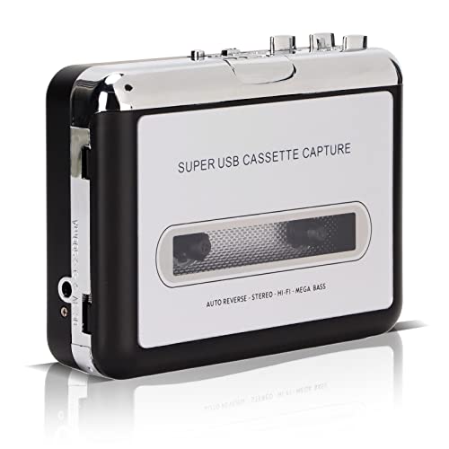 Tragbarer Kassettenspieler, Kassetten-zu-MP3-Konverter, Stereo-3,5-mm-USB-Kassetten-Audio-Musikplayer mit Kopfhörer für Laptop-PC von Annadue