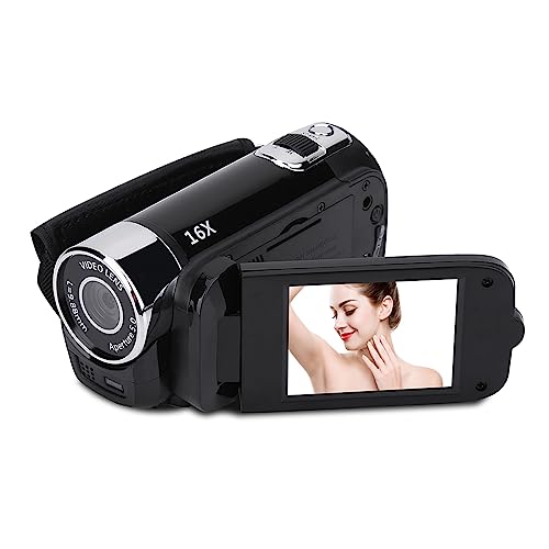 Videokamera-Camcorder, Digitalkamera-Recorder mit 2,4-Zoll-Bildschirm, 270-Grad-Drehung, 16-facher Digitaler Zoom-Camcorder-Kamera, Unterstützt Bis zu 32 G (Schwarz) von Annadue