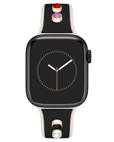 Anne Klein Modisches Silikon-Armband für Apple Watch, sicher, verstellbar, passend für die meisten Handgelenke, schwarz, Schwarz von Anne Klein