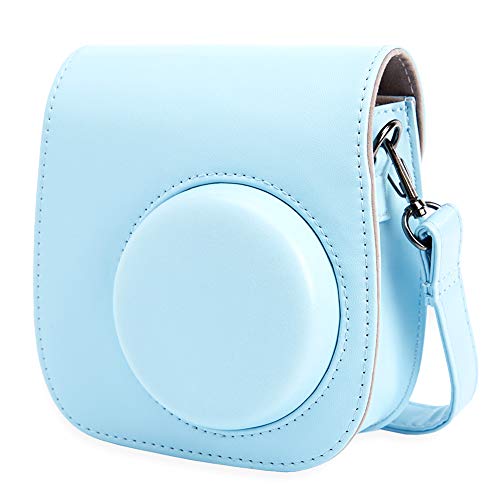 Annle Tasche für Fujifilm Instax Mini 8 / Mini 9 Sofortbildkamera aus Weichem Kunstleder mit Schulterriemen und Tasche (Blau a) von Annle