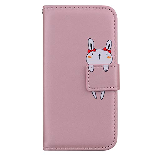 Annuo Samsung Galaxy S10 Hülle, TPU Stoßfeste Standfunktion, Cartoon Braunbär Flip Handyhülle,mit Kartenfach Geld Slot Ständer Magnetische Schutzhülle,Rosa von Annuo