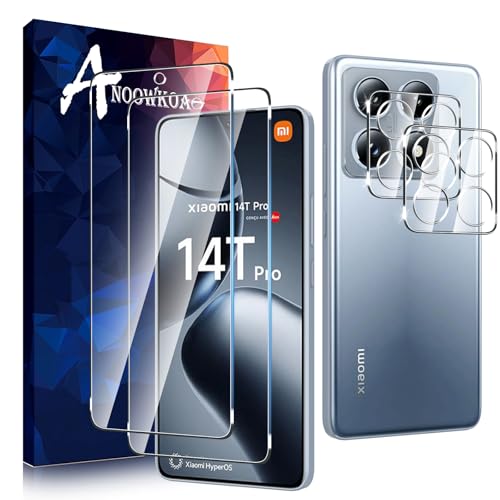 Anoowkoa Panzerglas für Xiaomi 14T Pro 2 Stück Displayfolie Handyfolie 9H Härte HD Klar Displayschutzfolie für Xiaomi 14T Pro und 2 Stück Kamera Schutzfolie Anti-Kratzer von Anoowkoa