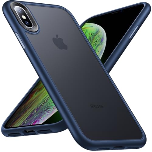 Anqrp Zero Serie für iPhone X/XS Hülle, Minimalistische Transluzente Matte Slim Schutzhülle, Stoßfest Dünn Handyhülle für iPhone X(10)/XS mit Silikon 5,8 Zoll Dunkel Blau von Anqrp