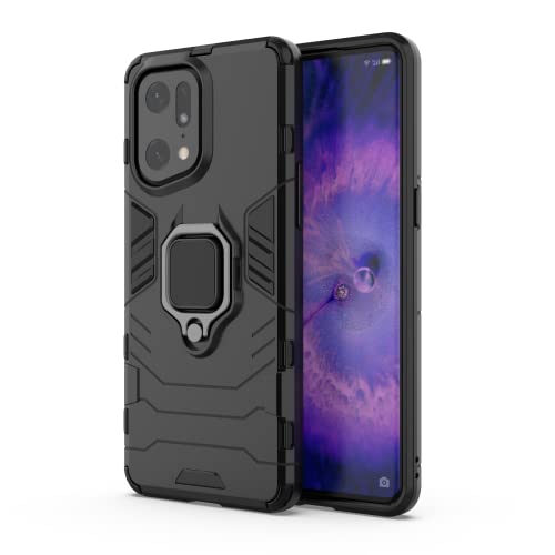 Anreixx Hülle Kompatibel mit Oppo Find X5 Pro, Militärische Panzertasche mit Autohalterung und Kickstand, Harte PC und weiche TPU Dual-Layer Ganzkörper-Schutzhülle von Anreixx