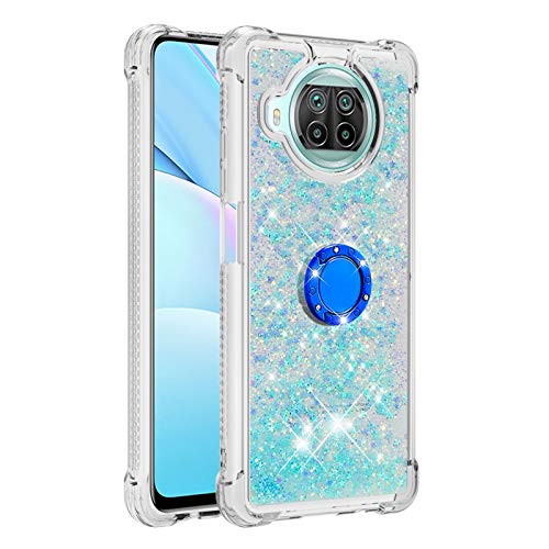 Anreixx Hülle für Xiaomi Mi 10T Lite 5G, Glitzer Flüssig Bewegende Treibsand Transparent Handyhülle Case mit 360 Grad Ring Ständer Ultradünn Stoßfest TPU Silikon Tasche Schutzhülle von Anreixx