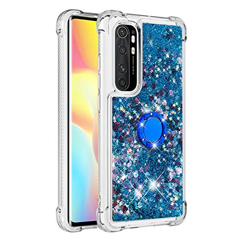 Anreixx Hülle für Xiaomi Mi Note 10 Lite, Glitzer Flüssig Bewegende Treibsand Transparent Handyhülle Case mit 360 Grad Ring Ständer Ultradünn Stoßfest TPU Silikon Tasche Schutzhülle von Anreixx