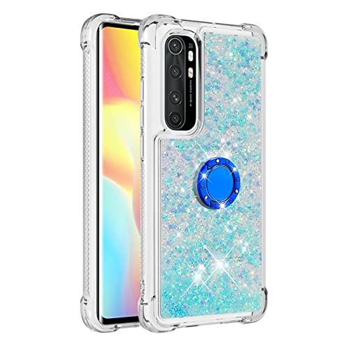 Anreixx Hülle für Xiaomi Mi Note 10 Lite, Glitzer Flüssig Bewegende Treibsand Transparent Handyhülle Case mit 360 Grad Ring Ständer Ultradünn Stoßfest TPU Silikon Tasche Schutzhülle von Anreixx