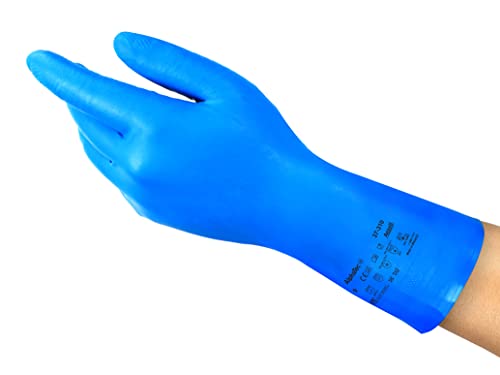 Ansell AlphaTec 37-310 Mehrzweckhandschuhe aus Nitril, Chemikalienschutz, Lebensmittel Geeignet, Wiederverwendbare Nitrilhandschuhe, Hausputz, Haushalt, Kochen, Blau, Größe L (12 Paar) von Ansell