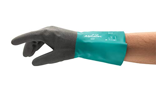 Ansell AlphaTec 58-270 Nitril-Handschuhe, Chemikalien- und Flüssigkeitsschutz, Grün, Größe 9 (12 Paar) von Ansell