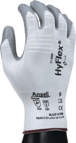 Ansell Handschuhe HyFlex 11-800 Gr.9 weiß/grau EN 388 PSA II Nyl.m.Nitrilschaum von Ansell