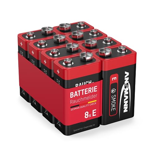 8 ANSMANN Alkaline longlife Rauchmelder 9V Block Batterien - Premium Qualität für höhere Leistung, 9V Batterie ideal für Feuermelder, Bewegungsmelder, Alarmanlagen & Kohlenmonoxid Warnmelder von Ansmann