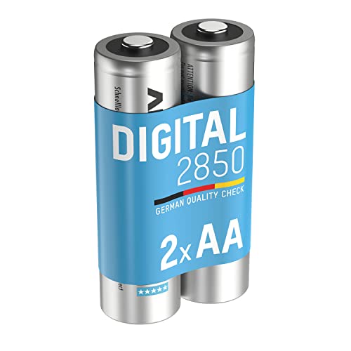 ANSMANN Akku AA Typ 2850mAh NiMH 1,2V - Mignon AA Batterien wiederaufladbar, mit hoher Kapazität ideal für hohen Strombedarf wie Kamera, Foto-Blitz, Taschenlampe, Controller (2 Stück) von Ansmann