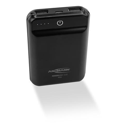 ANSMANN Mini Powerbank 10.000 mAh & 2,1 A Ausgang - Kleine Power Bank mit 2 USB Ports & LED Statusanzeige - Ladegerät für Smartphones, kabellose Kopfhörer, Tablets, Kindle, UVM. von Ansmann