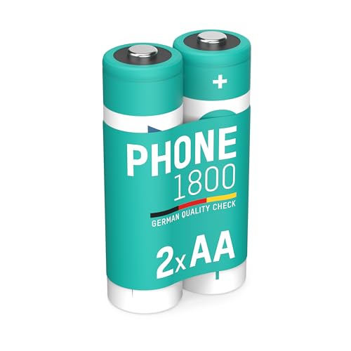 ANSMANN Telefon Akku Mignon AA LR06, 2 Stück, 1600 mAh 1,2V NI-MH, wiederaufladbar, ideal für DECT Phone, Schnurlostelefon, Babyphone, Ersatzakku, 1312-0038 von Ansmann