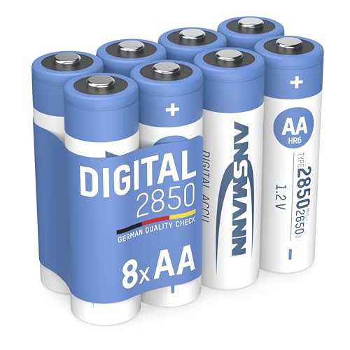 8X ANSMANN NiMH Wiederaufladbare AA Mignon 2850 mAh Digital im günstigen 8er Pack/Schnell wiederaufladbare wiederaufladbare Zellen für Lange und zuverlässige Verwendung in Taschenlampen, von Ansmann