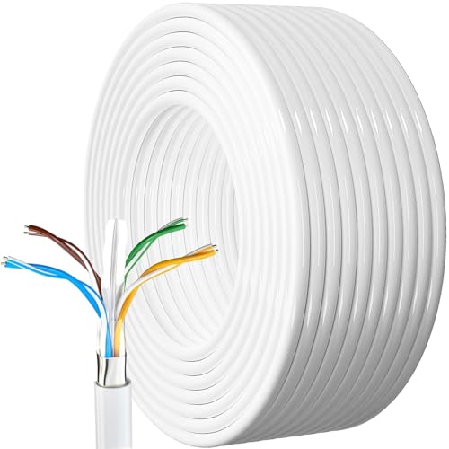 AntDau71® - Ethernet-Lan-Kabel, Spule Cat 6 für den Innen- und Außenbereich, wetterfest, geschirmtes Netzwerkkabel, Gigabit Anti-Jamming, Internetkabel, Weiß (25 Meter) von AntDau71